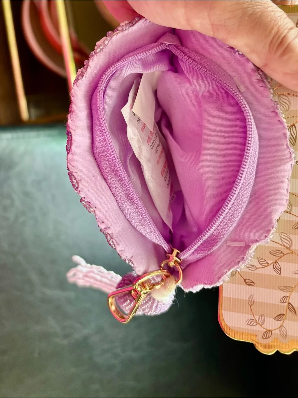 Beaded Shell Wristlet Coin Purse - Lilac Pink